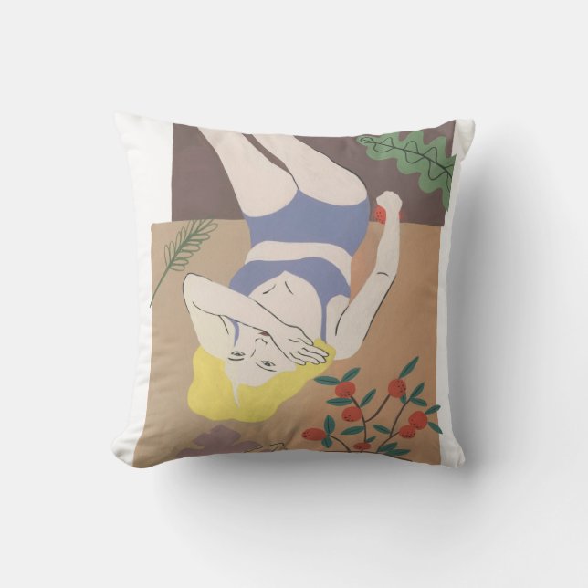 Lying Woman Throw Pillow (Front)