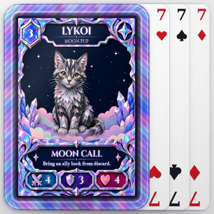 Lykoi Cat, Rainbow Foil Art Poker Cards