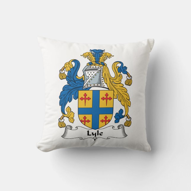 Lyle Family Crest Throw Pillow (Front)