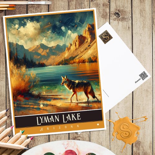Lyman Lake Arizona  Vintage Painting Postcard