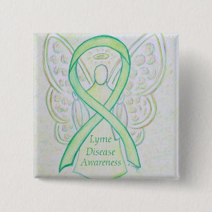 Lyme Disease Awareness Angel Ribbon Custom Art Pin
