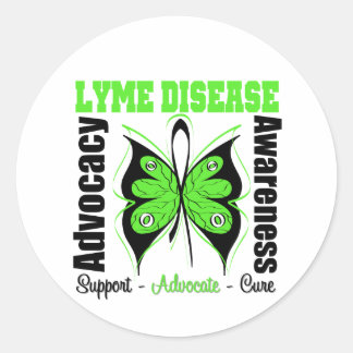 Lyme Disease Awareness Butterfly Classic Round Sticker
