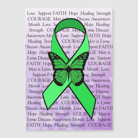Lyme Disease Awareness Butterfly Ribbon Magnet (Front)