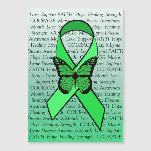 Lyme Disease Awareness Butterfly Ribbon Magnet (Front)