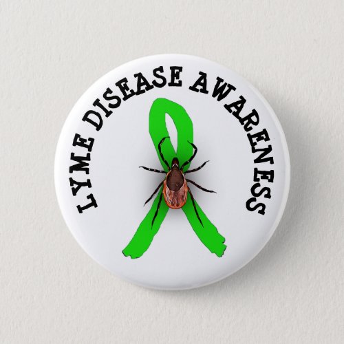Lyme Disease Awareness Deer Tick Ribbon Button