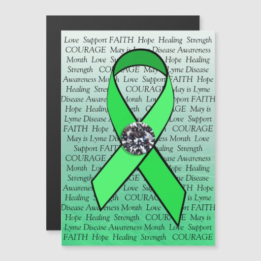Lyme Disease Awareness faux diamond Ribbon Magnet (Front/Back)