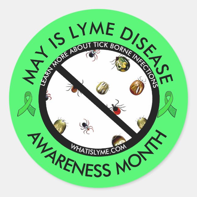 Lyme Disease Awareness Month Ticks Stickers (Front)