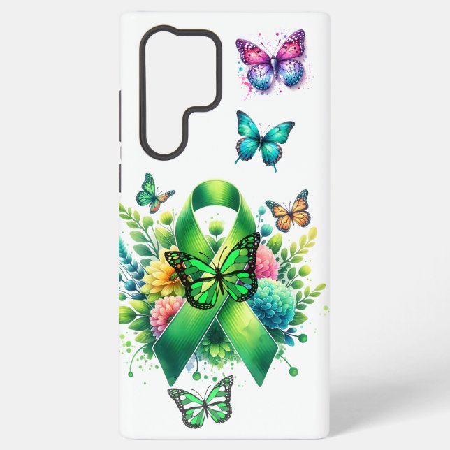 Lyme Disease Awareness Ribbon and Butterflies Samsung Galaxy Case (Back)