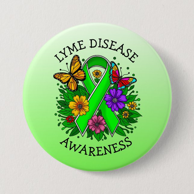 Lyme Disease Awareness Ribbon Button (Front)