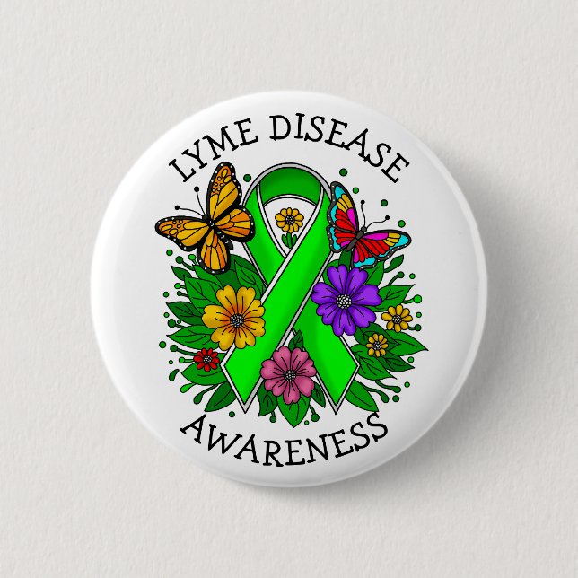 Lyme Disease Awareness Ribbon Button (Front)