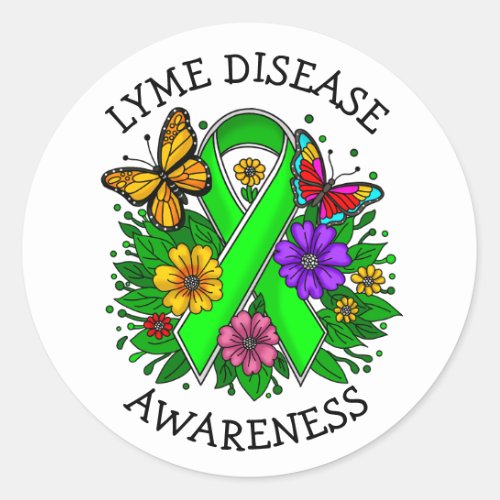 Lyme Disease Awareness Ribbon Classic Round Sticker