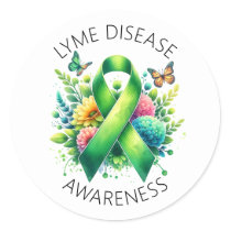 Lyme Disease Awareness Ribbon Classic Round Sticker