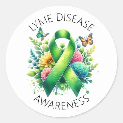 Lyme Disease Awareness Ribbon Classic Round Sticker