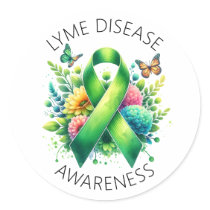 Lyme Disease Awareness Ribbon Classic Round Sticker