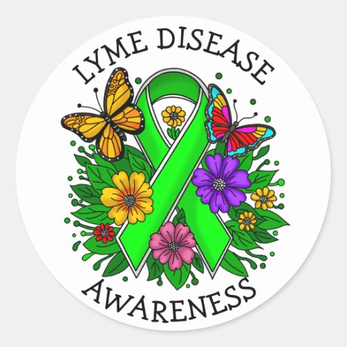 Lyme Disease Awareness Ribbon Classic Round Sticker