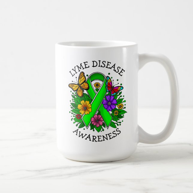 Lyme Disease Awareness Ribbon Coffee Mug (Right)