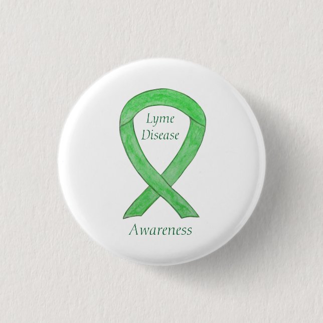 Lyme Disease Awareness Ribbon Custom Art Pin (Front)