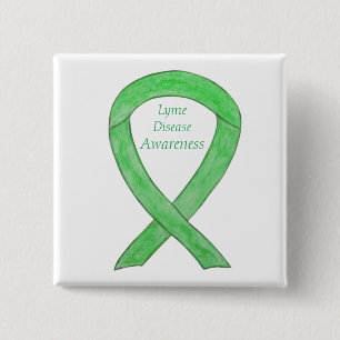 Lyme Disease Awareness Ribbon Custom Art Pin