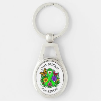 Lyme Disease Awareness Ribbon Keychain by Color_Me_Lyme at Zazzle