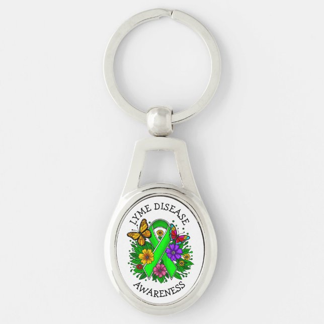 Lyme Disease Awareness Ribbon Keychain (Front)