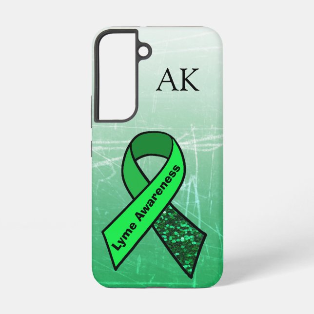 Lyme Disease Awareness Ribbon Monogrammed Samsung Galaxy Case (Back)