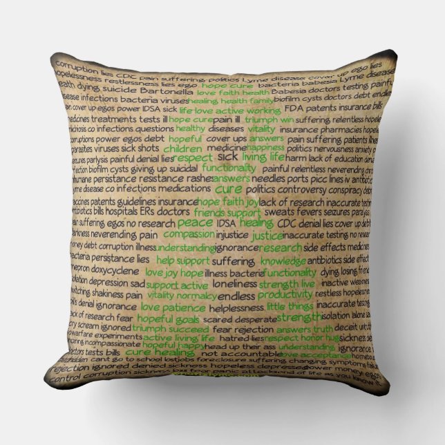 Lyme Disease Awareness Ribbon Pillow (Front)