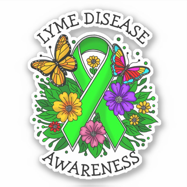 Lyme Disease Awareness Ribbon Sticker (Front)