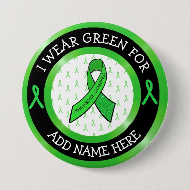 Lyme Disease Awareness Ribbon Support Button (Front)