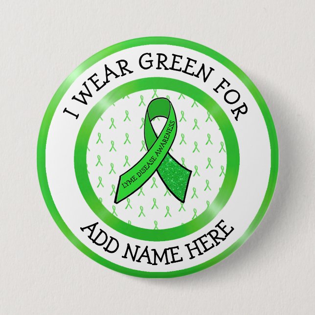 Lyme Disease Awareness Ribbon Support Button (Front)