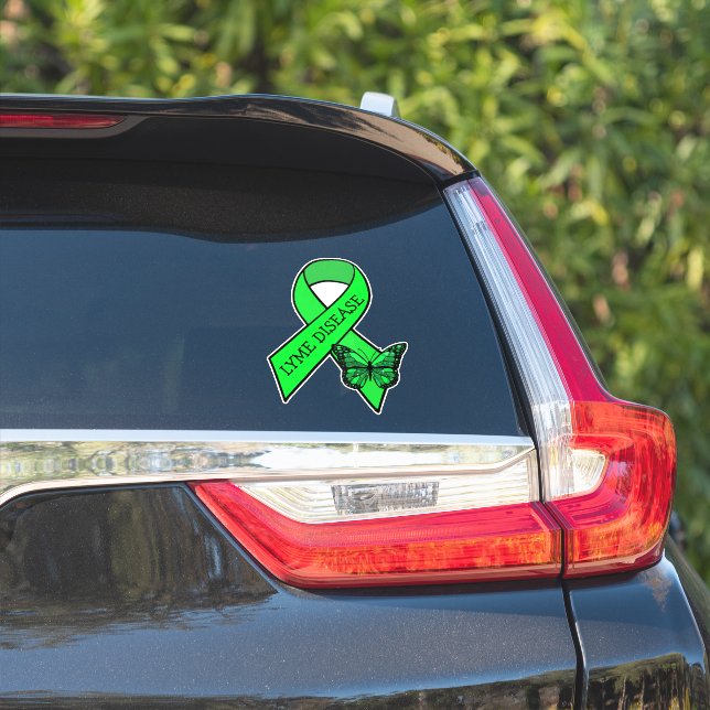 Lyme Disease Awareness Ribbons Butterfly Sticker (Car Side)
