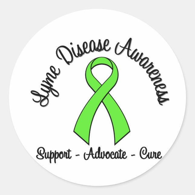 Lyme Disease Awareness Support Advocate Cure Classic Round Sticker (Front)