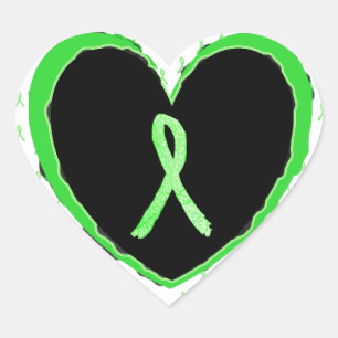 Lyme Disease Black and Lime Green Heart sticker