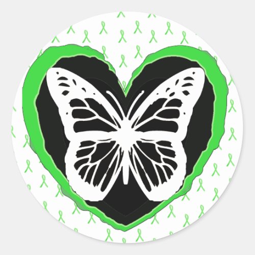 Lyme Disease Butterfly and Awareness  Ribbons Classic Round Sticker