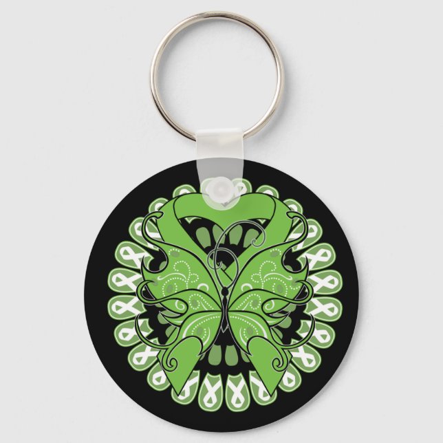 Lyme Disease Butterfly Circle of Ribbons Keychain (Front)