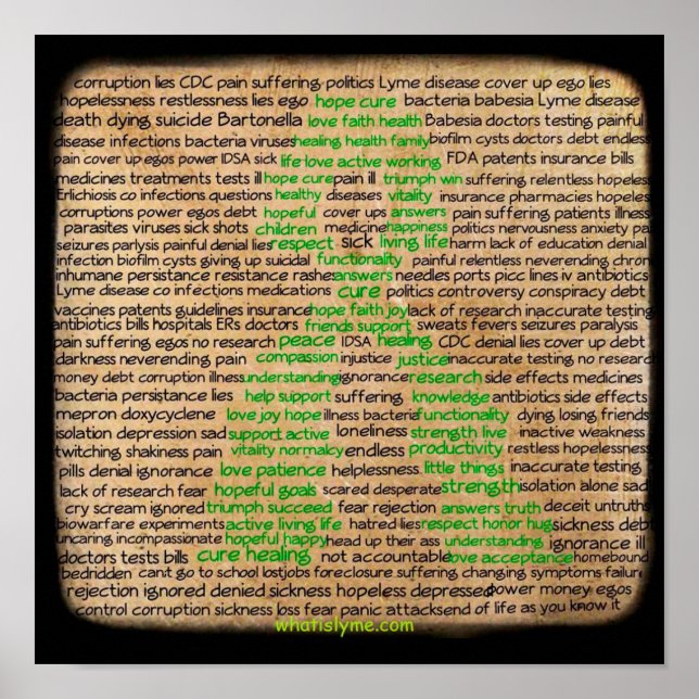 Lyme Disease Feelings Poster, Denied, Ignored Poster (Front)