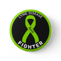 Lyme Disease Fighter Ribbon Black Button