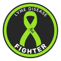Lyme Disease Fighter Ribbon Black Round Sticker