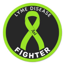 Lyme Disease Fighter Ribbon Black Round Sticker