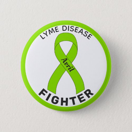 Lyme Disease Fighter Ribbon White Button