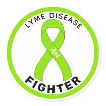 Lyme Disease Fighter Ribbon White Round Sticker