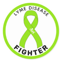 Lyme Disease Fighter Ribbon White Round Sticker