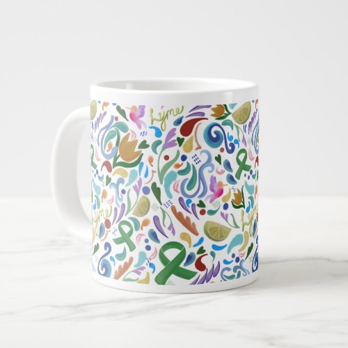 Lyme Disease Gift Awareness Support Green Ribbon Giant Coffee Mug