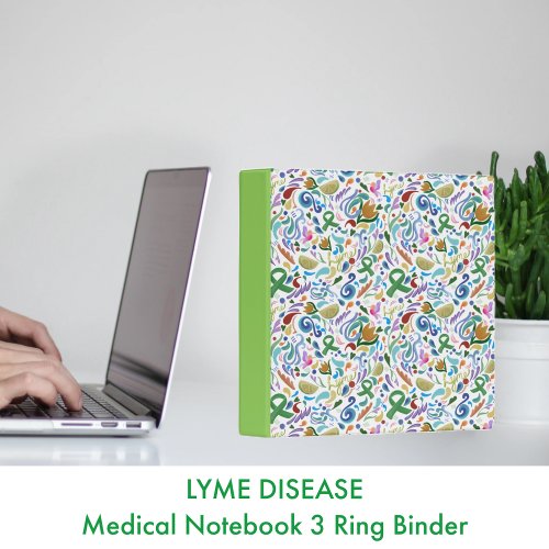Lyme Disease Gifts Green Ribbon Awareness 3 Ring Binder