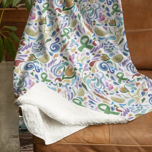 Lyme Disease Green Ribbon Awareness Fleece Blanket