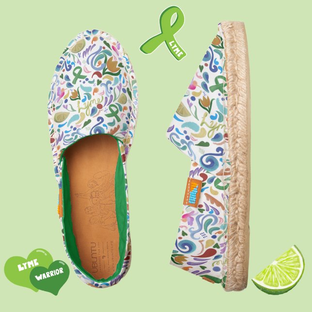 Lyme Disease, Green Ribbon, Shoes Espadrilles (Lyme Disease, Green Ribbon Shoes Espadrilles awareness and gifts #lyme #shoes #lymedisease #flats)