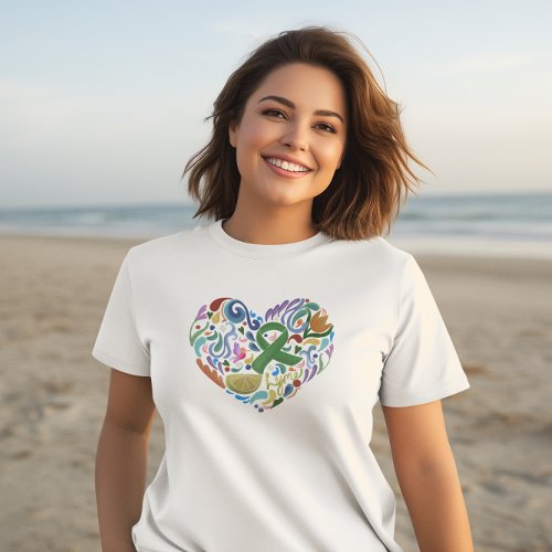 Lyme Disease Heart Green Ribbon Awareness T_Shirt