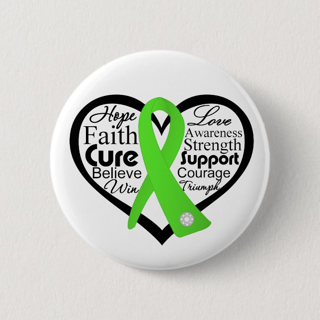 Lyme Disease Heart Ribbon Collage Pinback Button (Front)