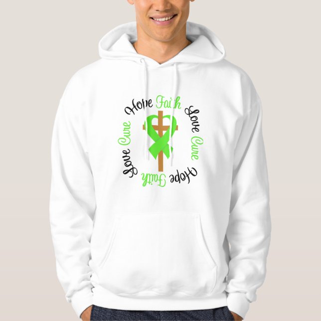 Lyme Disease Hope Faith Love Prayer Cross Hoodie (Front)