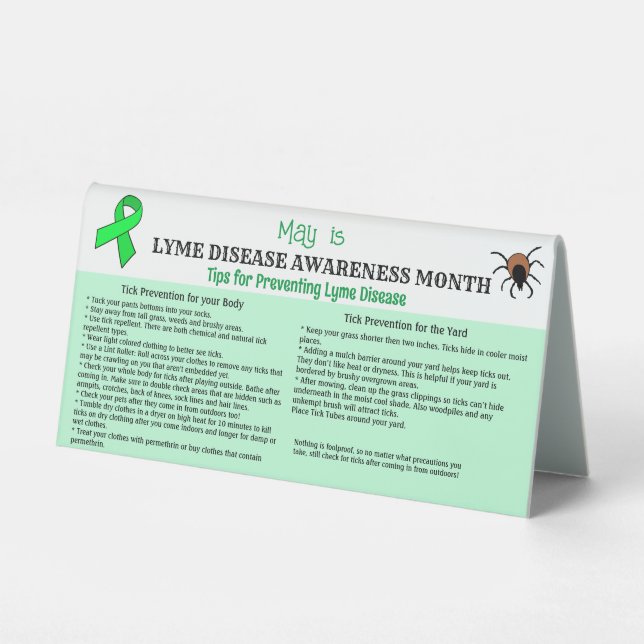 Lyme Disease Prevention Educational Table Tent (Front)