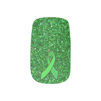 Lyme Disease Ribbon and Faux Glitter Lime Green